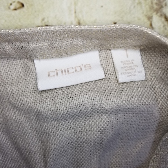 CHICO'S Gold Cream Moto Metallic Zip Blazer New - Picture 4 of 5